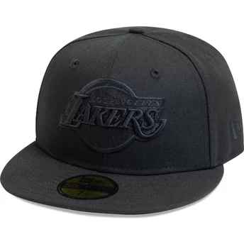 Casquette plate noire ajustée avec logo noir 59FIFTY Essential Los Angeles Lakers NBA New Era