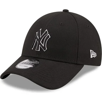 Gorra curva negra ajustable con logo negro 9FORTY Pop Outline de New York Yankees MLB de New Era