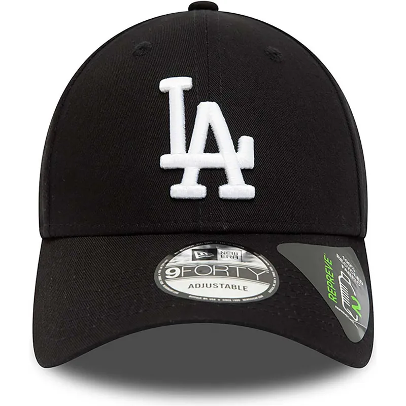 schwarze-verstellbare-curved-cap-9forty-repreve-league-essential-der-los-angeles-dodgers-mlb-von-new-era