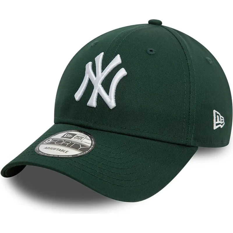 cappellino-con-visiera-curva-verde-scuro-regolabile-9forty-league-essential-di-new-york-yankees-mlb-di-new-era