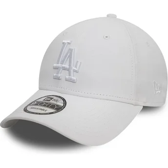 Cappellino con visiera curva bianco regolabile con logo bianco 9FORTY League Essential dei Los Angeles Dodgers MLB di New Era