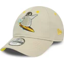 casquette-courbee-beige-ajustable-pour-enfant-9forty-character-pingouin-new-era