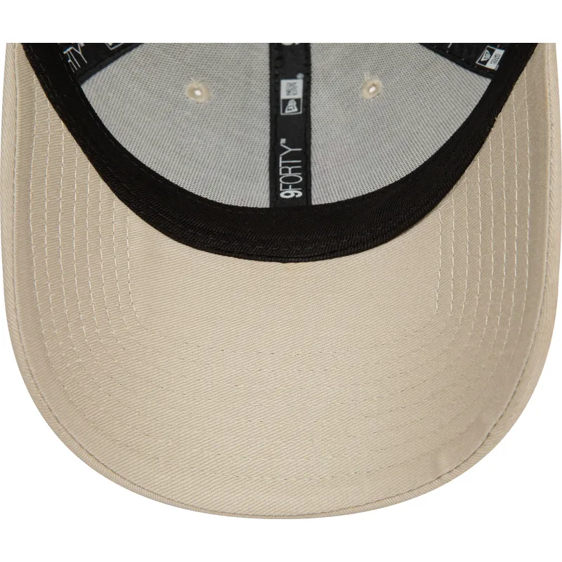 cappelli-curva-beige-cinghia-regolabile-rosa-9forty-league-essential-dei-los-angeles-dodgers-mlb-di-new-era