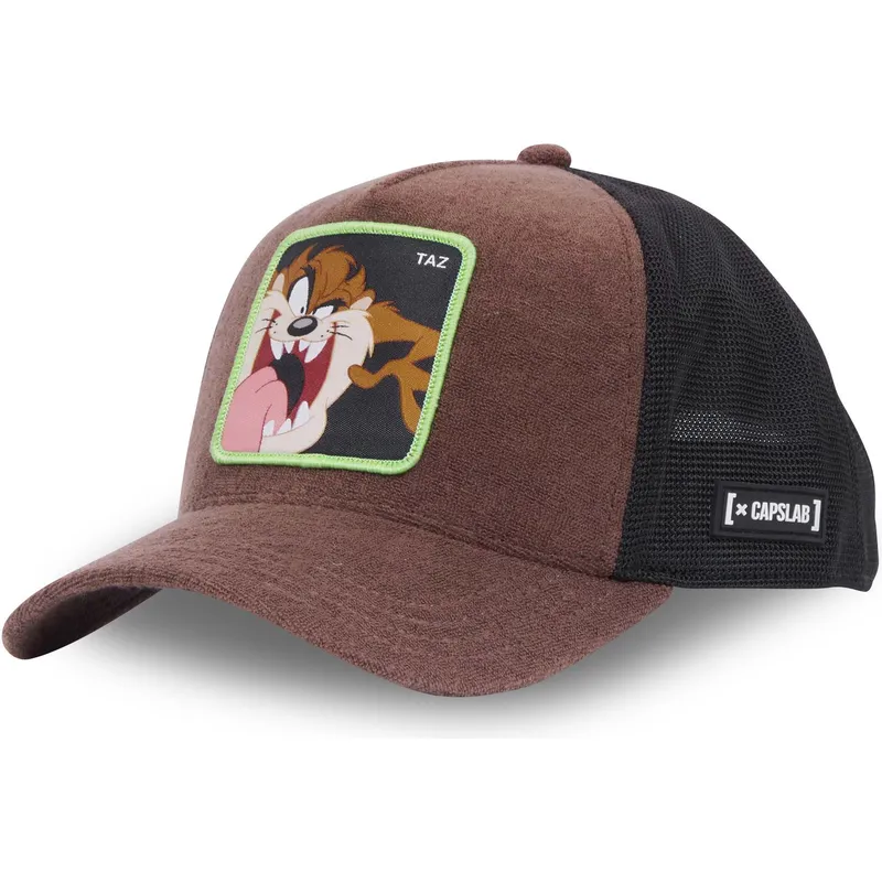 cappello-trucker-marrone-e-nero-tazmania-devil-taz3-ct-looney-tunes-di-capslab