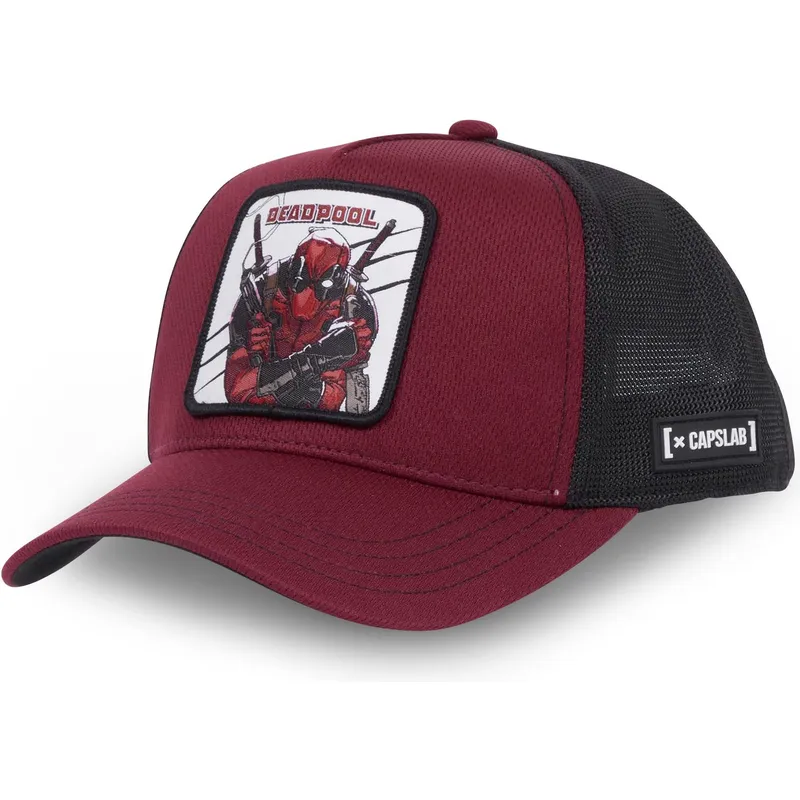cappellino-trucker-granata-e-nero-per-bambino-deadpool-kidbad1-marvel-comics-di-capslab