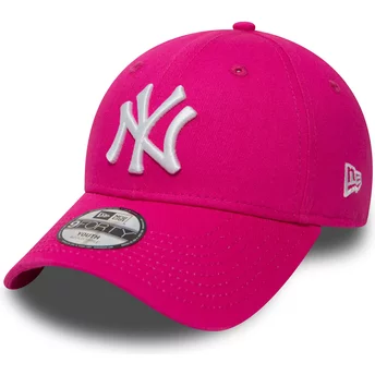 Cappellino visiera curva rosa regolabile per bambino 9FORTY Essential di New York Yankees MLB di New Era