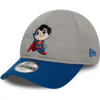 Casquette courbée grise et bleue ajustable pour enfant Superman DC Comics Hero New Era