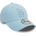 verstellbare-hellblaue-kappe-mit-gebogenem-schirm-und-hellblauem-logo-9forty-league-essential-der-los-angeles-dodgers-mlb-von-ne