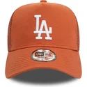 new-era-a-frame-league-essential-los-angeles-dodgers-mlb-brown-trucker-hat