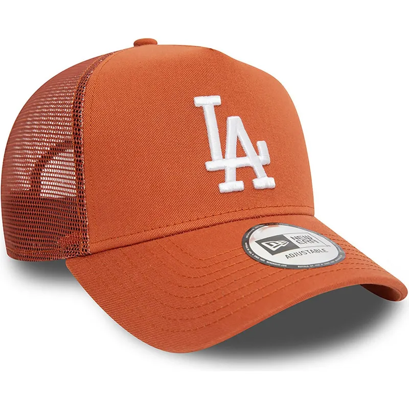 braune-trucker-kappe-a-frame-league-essential-der-los-angeles-dodgers-mlb-von-new-era