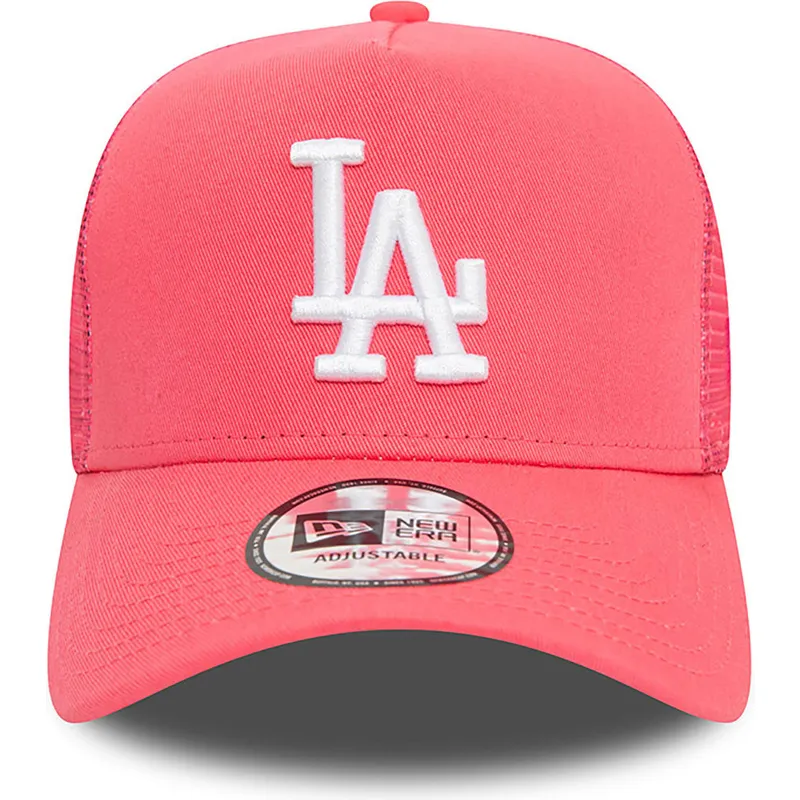 mutzen-gebogen-rosa-snapback-a-frame-league-essential-der-los-angeles-dodgers-mlb-von-new-era