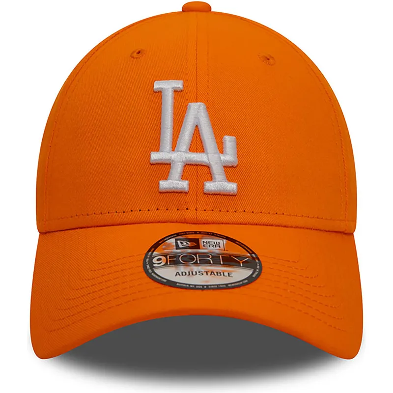 mutzen-gebogen-orange-verstellbares-band-9forty-league-essential-der-los-angeles-dodgers-mlb-von-new-era