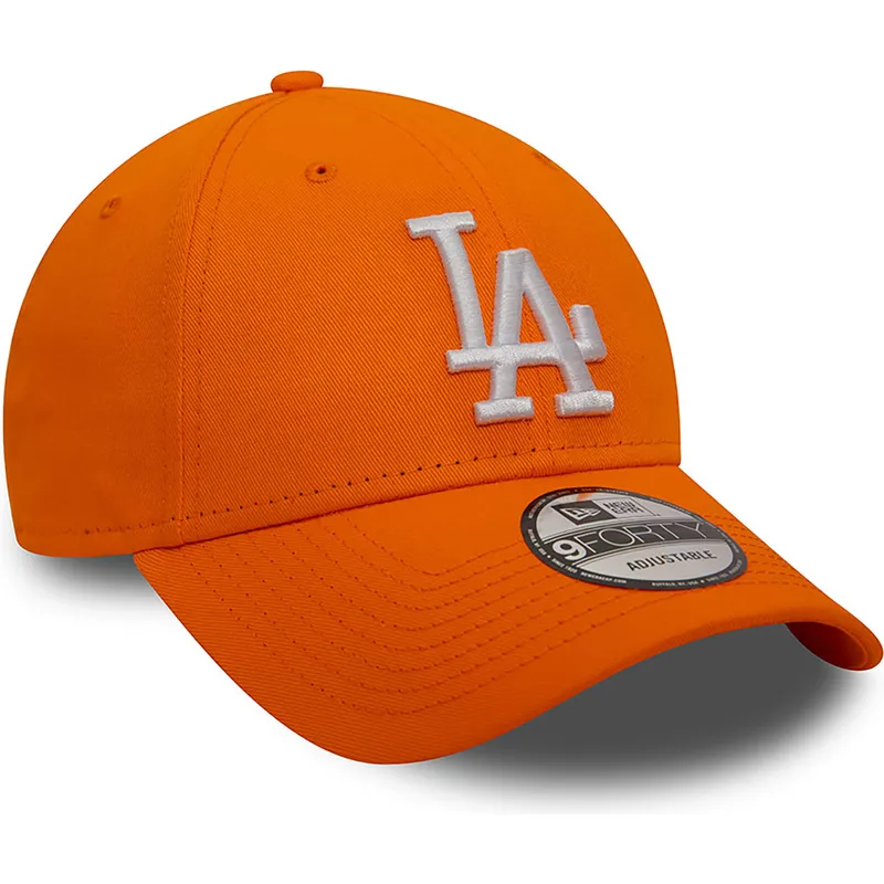 cappelli-curva-arancia-cinghia-regolabile-9forty-league-essential-dei-los-angeles-dodgers-mlb-di-new-era