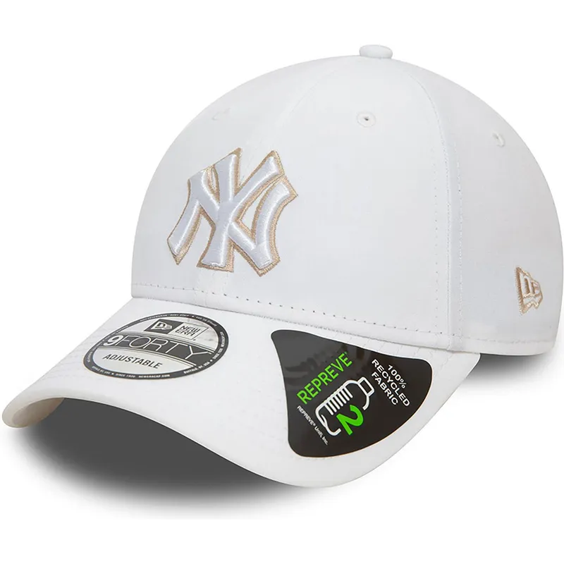 9forty-repreve-new-york-yankees-mlb-outline-verstellbare-weisse-kappe-mit-gebogenem-schirm-von-new-era