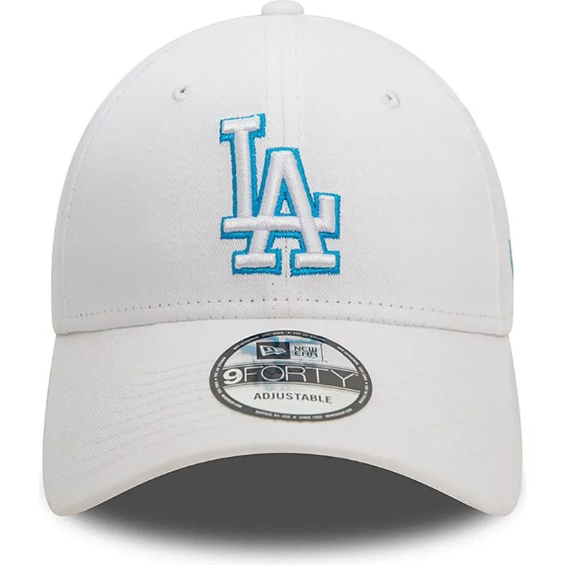 cappelli-curva-bianco-cinghia-regolabile-9forty-team-outline-dei-los-angeles-dodgers-mlb-di-new-era