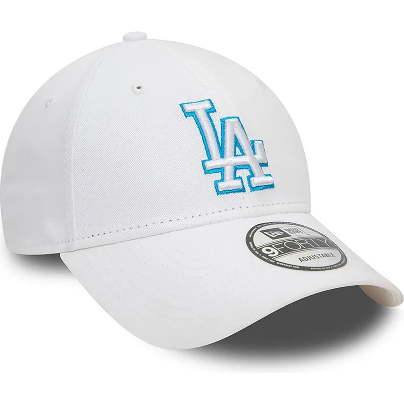 cappelli-curva-bianco-cinghia-regolabile-9forty-team-outline-dei-los-angeles-dodgers-mlb-di-new-era