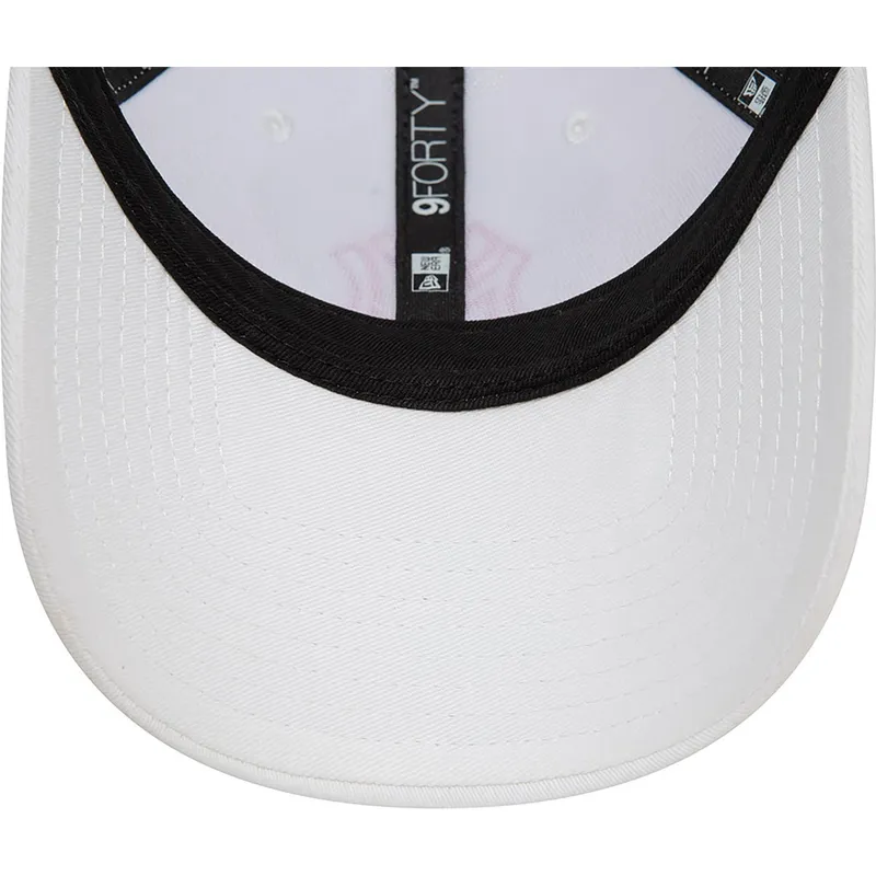 cappelli-curva-bianco-cinghia-regolabile-rosa-9forty-team-outline-dei-new-york-yankees-mlb-di-new-era
