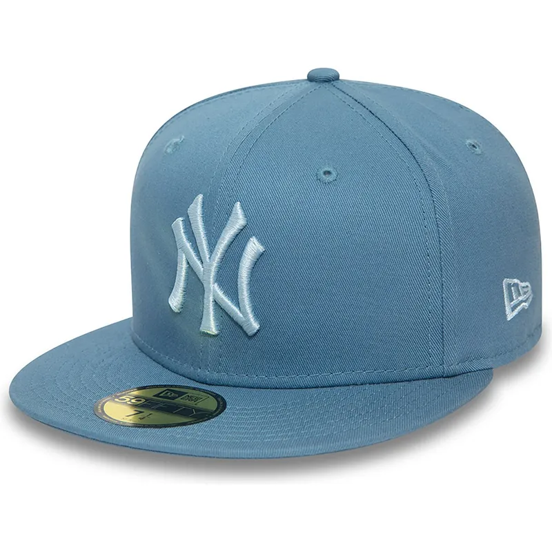 cappellino-piatto-blu-chiuso-con-logo-blu-59fifty-league-essential-dei-new-york-yankees-mlb-di-new-era