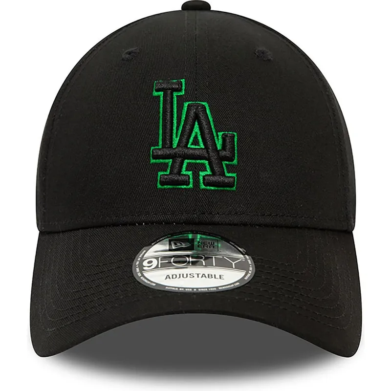 verstellbare-schwarze-curved-cap-mit-grunem-logo-9forty-team-outline-der-los-angeles-dodgers-mlb-von-new-era