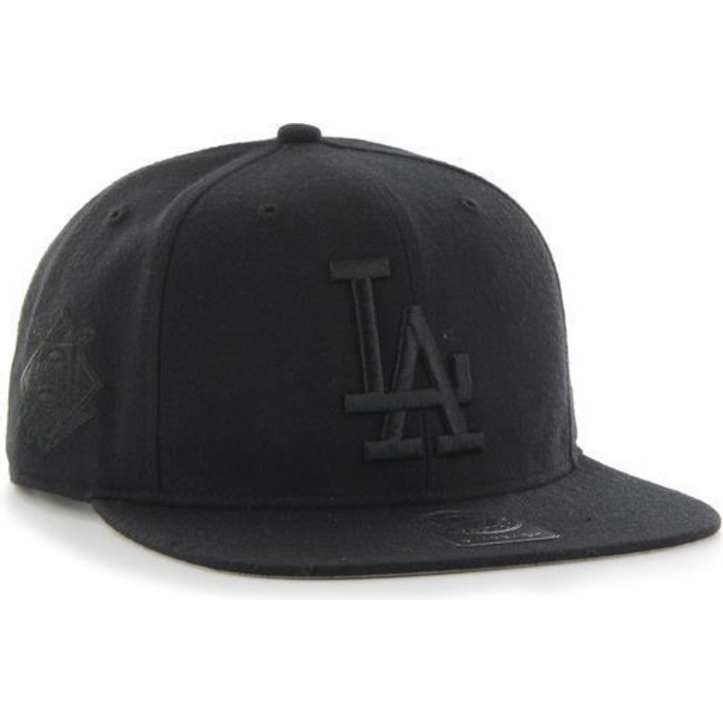 47-brand-flat-brim-schwarzes-logo-los-angeles-dodgers-mlb-sure-shot-snapback-cap-schwarz-