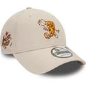 casquette-courbee-beige-ajustable-9forty-repreve-basketball-pizza-new-era