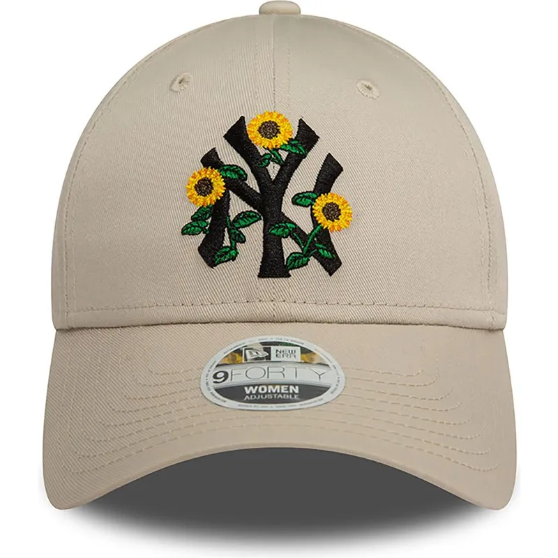 cappelli-curva-beige-cinghia-regolabile-9forty-floral-dei-new-york-yankees-mlb-di-new-era