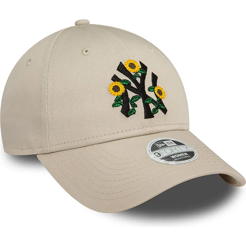 cappellino-beige-con-visiera-curva-regolabile-da-donna-9forty-floral-dei-new-york-yankees-mlb-di-new-era