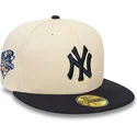 cappello-piatto-beige-e-blu-navy-aderente-59fifty-team-colour-dei-new-york-yankees-mlb-di-new-era