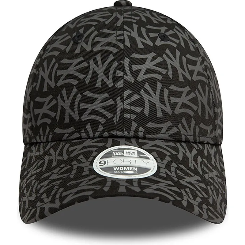 new-era-mlb-new-york-yankees-9forty-svart-justerbar-bojd-skarmkeps-for-dam-med-monogram