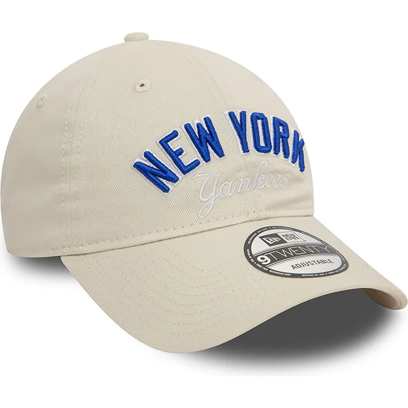 beige-justerbar-bojd-keps-9twenty-wordmark-new-york-yankees-mlb-fran-new-era