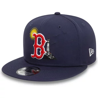 Casquette plate bleue marine snapback 9FIFTY Summer Icon Boston Red Sox MLB New Era