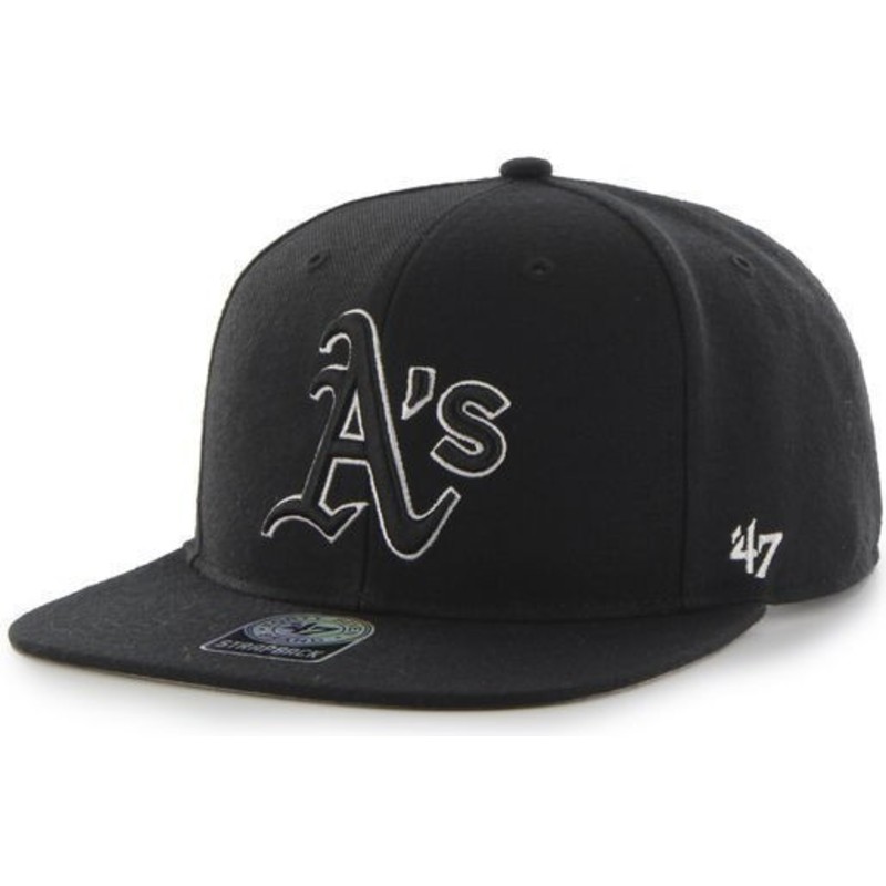 47-brand-flat-brim-schwarzweisses-logo-oakland-athletics-mlb-sure-shot-snapback-cap-schwarz-
