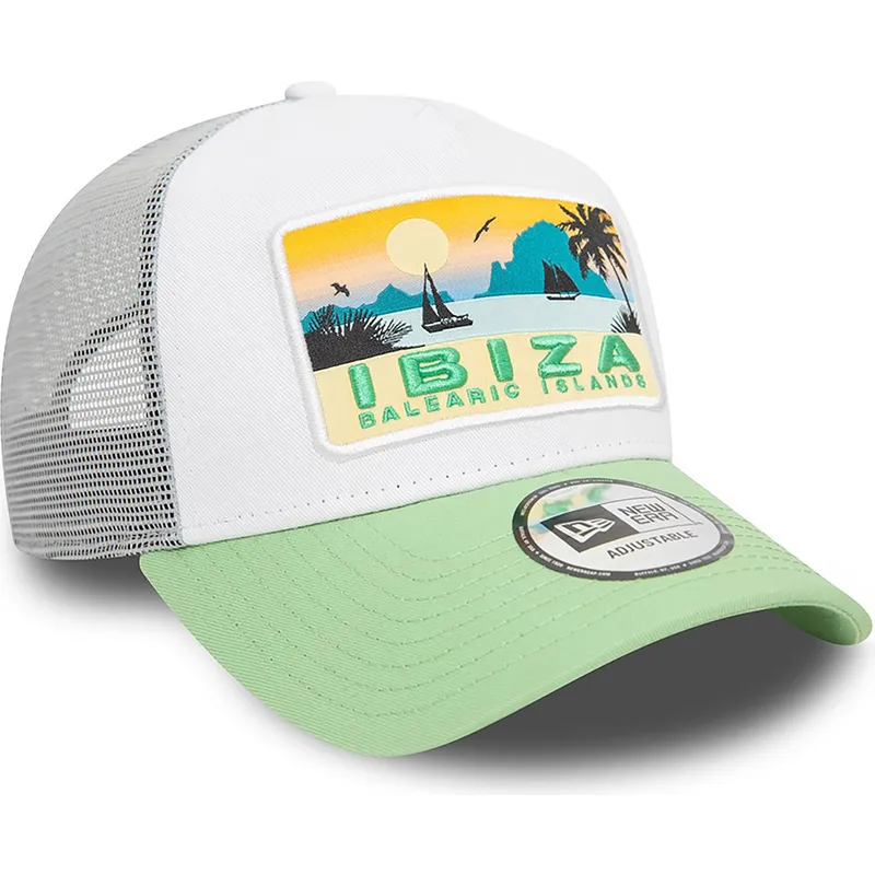 cappellino-trucker-bianco-e-verde-a-frame-summer-di-ibiza-citta-e-spiagge-di-new-era