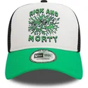 cappellino-trucker-bianco-nero-e-verde-a-frame-character-di-rick-e-morty-di-new-era