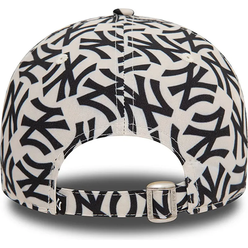 cappellino-curvo-beige-e-nero-regolabile-9forty-monogram-di-new-york-yankees-mlb-di-new-era