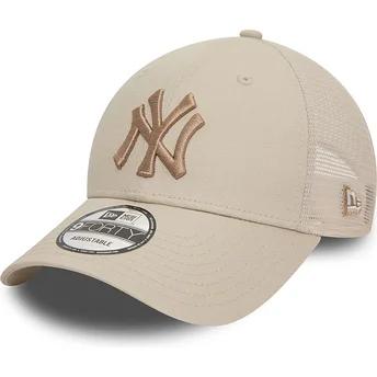 Beige Trucker-Cap mit beigem Logo 9FORTY Home Field der New York Yankees MLB von New Era