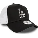 los-angeles-dodgers-mlb-svart-och-vit-truckerkeps-a-frame-seasonal-infill-fran-new-era