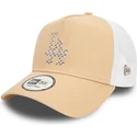 cappellino-trucker-marrone-chiaro-e-bianco-a-frame-seasonal-infill-di-los-angeles-dodgers-mlb-di-new-era