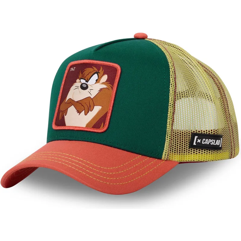 cappello-trucker-verde-giallo-e-arancione-diablo-della-tasmania-taz2-ct-looney-tunes-di-capslab