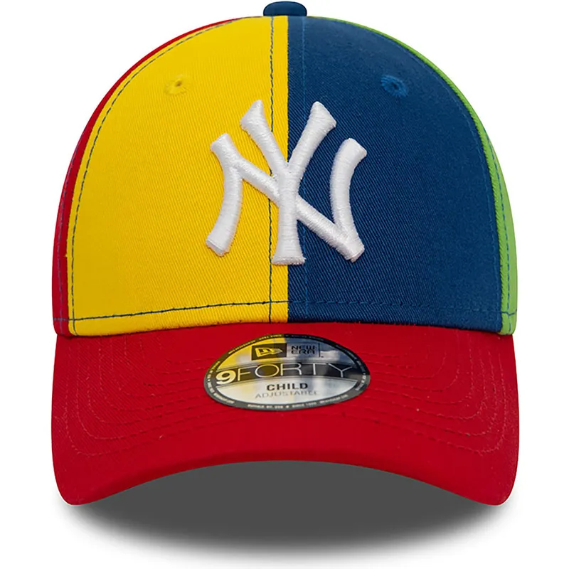 mehrfarbige-verstellbare-gebogene-kappe-fur-kinder-9forty-block-new-york-yankees-mlb-von-new-era