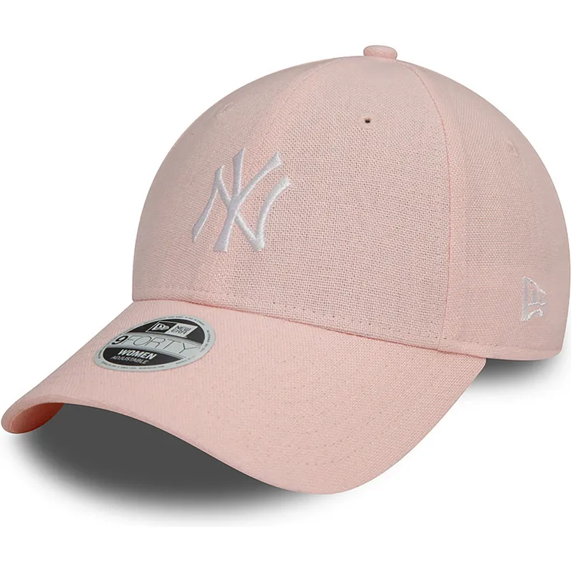 rosa-justerbar-kurvkeps-for-kvinnor-9forty-linen-new-york-yankees-mlb-fran-new-era