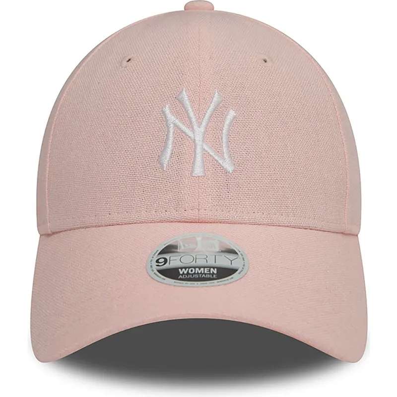 rozowa-regulowana-czapka-z-zakrzywionym-daszkiem-dla-kobiet-9forty-linen-new-york-yankees-mlb-od-new-era