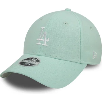 Gorra curva verde ajustable para mujer 9FORTY Linen de Los Angeles Dodgers MLB de New Era