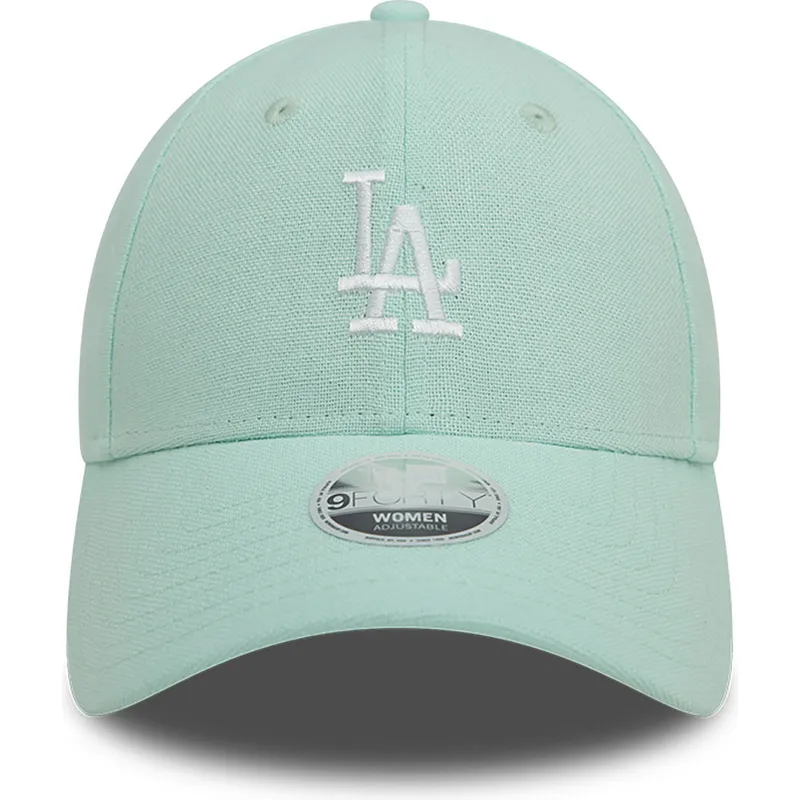 los-angeles-dodgers-mlb-9forty-linen-gron-justerbar-kvindekasket-med-buet-skygge-fra-new-era