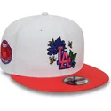 cappello-snapback-9fifty-a-tesa-piatta-bianco-e-rosso-con-motivo-floreale-dei-los-angeles-dodgers-mlb-di-new-era