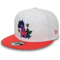 cappello-snapback-9fifty-a-tesa-piatta-bianco-e-rosso-con-motivo-floreale-dei-los-angeles-dodgers-mlb-di-new-era