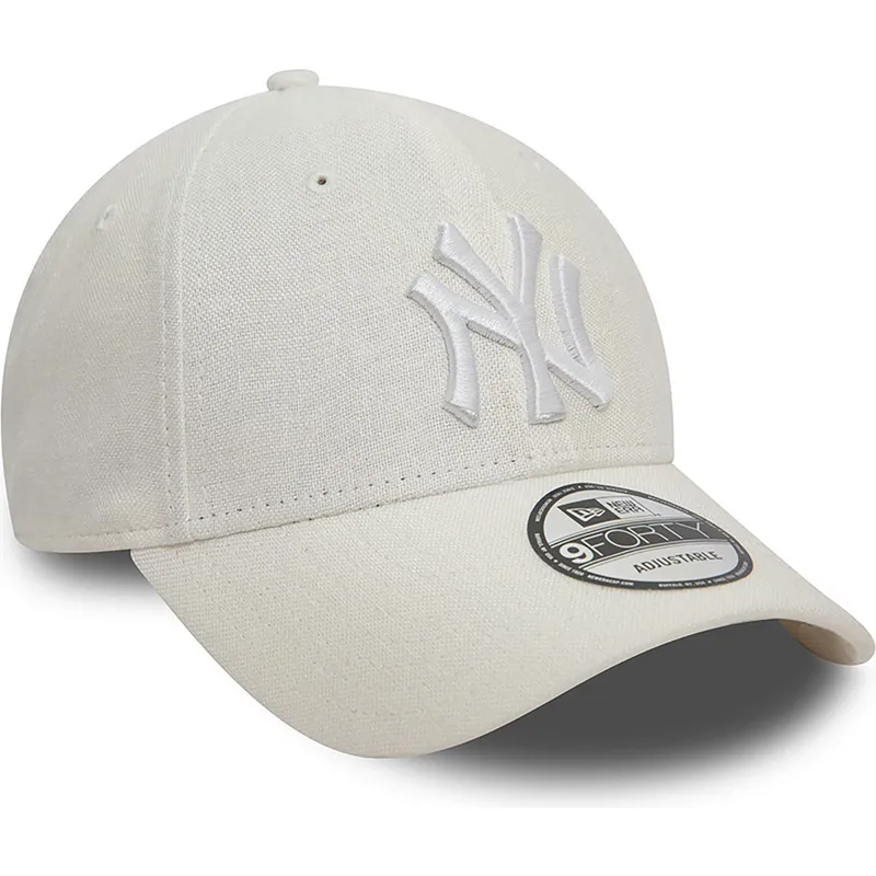 mutzen-gebogen-weiss-verstellbares-band-9forty-linen-der-new-york-yankees-mlb-von-new-era