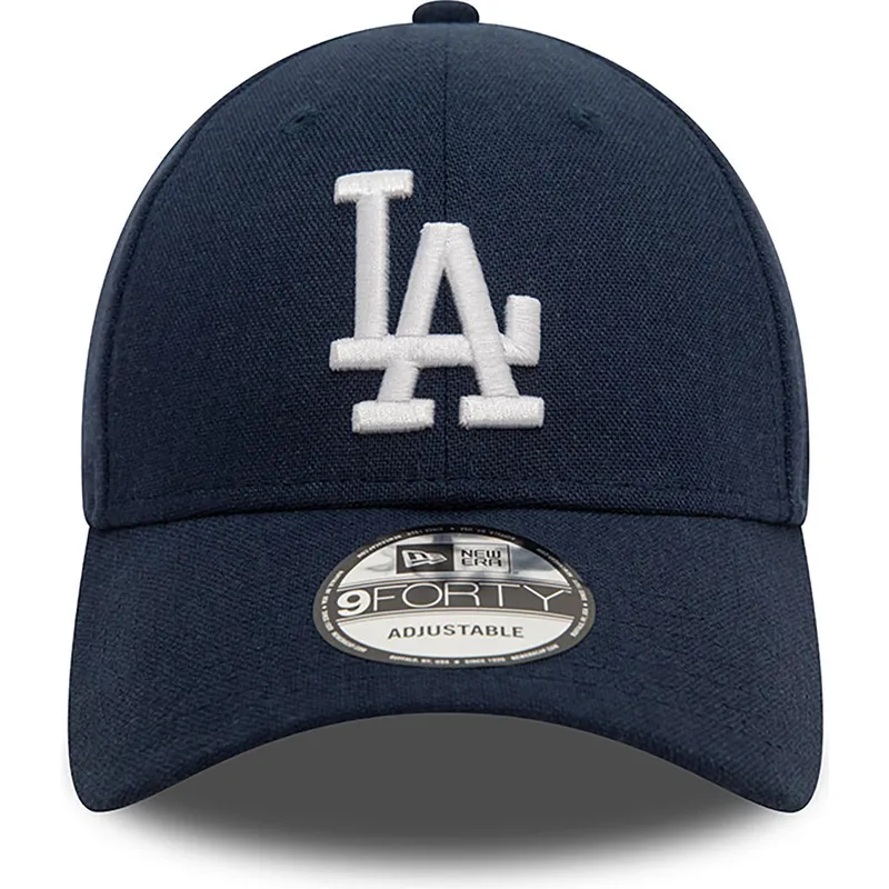 marineblaue-verstellbare-curved-cap-9forty-linen-der-los-angeles-dodgers-mlb-von-new-era