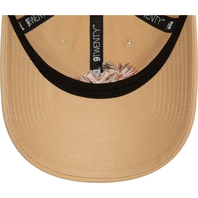 cappellino-curvo-marrone-regolabile-9twenty-floral-dei-new-york-yankees-mlb-di-new-era
