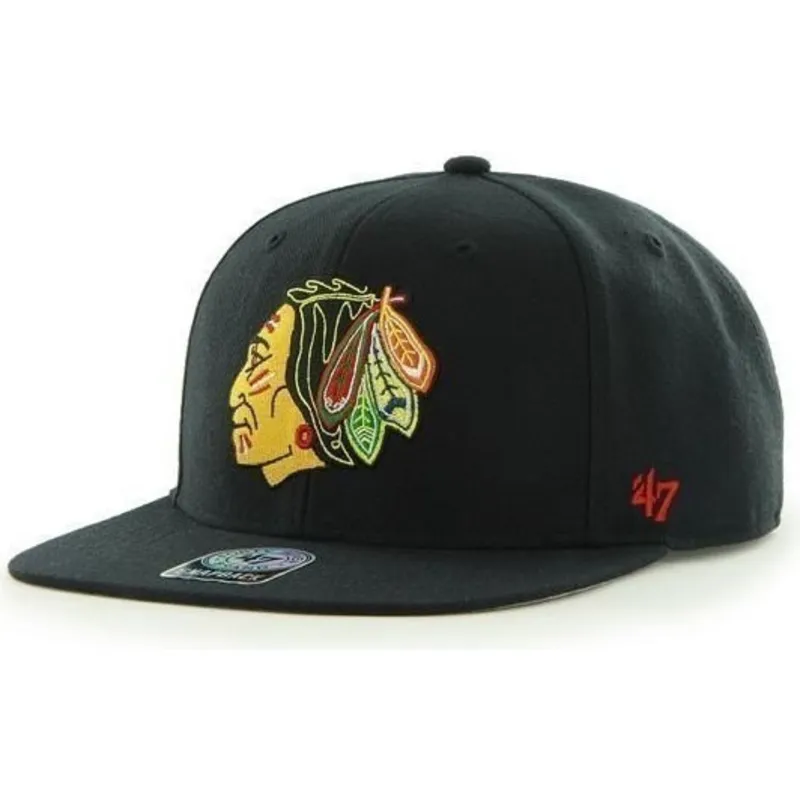 cappelli-piatta-nero-snapback-dei-chicago-blackhawks-nhl-di-47-brand cappelli-piatta-nero-snapback-dei-chicago-blackhawks-nhl-di-47-brand